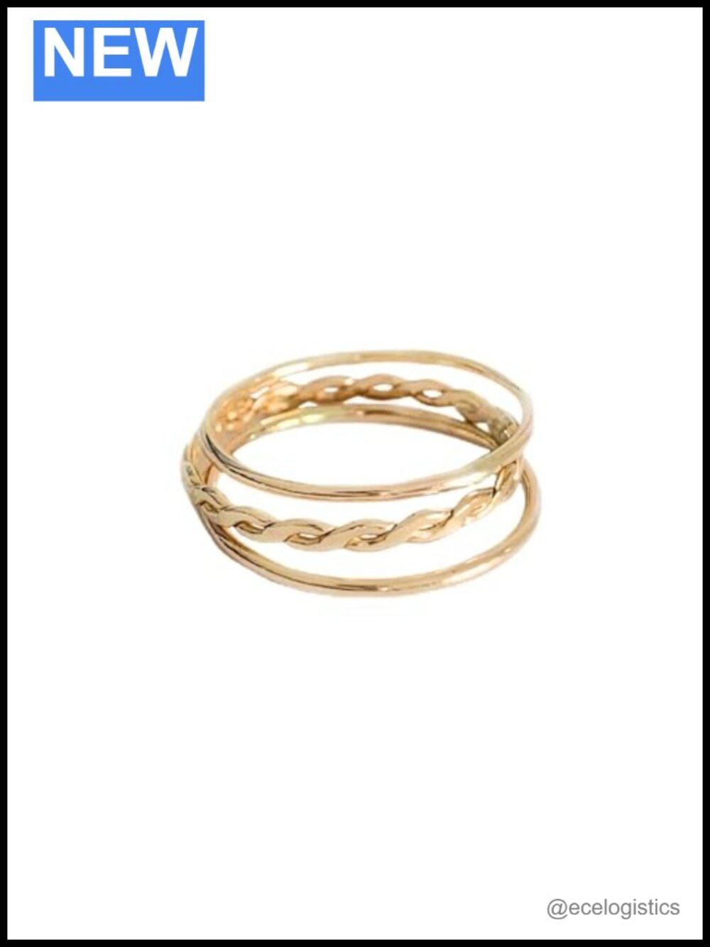 14K Gold Fill Braid Stack Fitted Toe Ring Set of 3 Skinny Bands